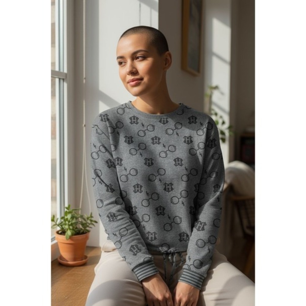 Harry Potter Wizarding World‎ Gray All Over Print Drawstring Sweatshirt Small